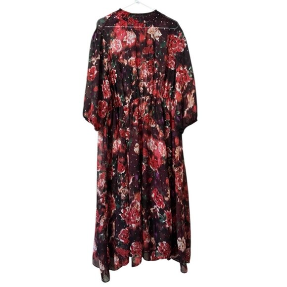 Torrid Midi/Maxi Long Sleeve Dress Mock Neck Size 3 Lightweight Floral - Picture 1 of 9